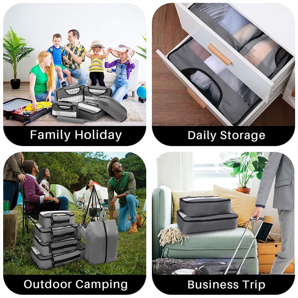 New  6 Set Packing Cubes, Travel Luggage Organizers with Laundry Bag & Shoe Bag - Picture 6 of 14